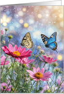 Spring Vernal Equinox Fantasy Butterflies and Flowers Nature Inspired card