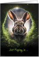 Thinking of You Cute Bunny Rabbit Looking Down the Hole Custom card
