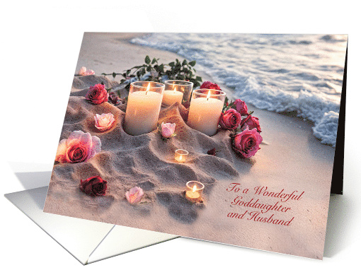 Goddaughter and Spouse Husband Beach Roses Anniversary Custom card