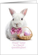 Granddaughter Happy Easter with White Bunny Easter Eggs Custom card