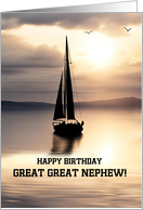 Great Grandnephew Happy Birthday with Sailing Boat on the Water Custom card