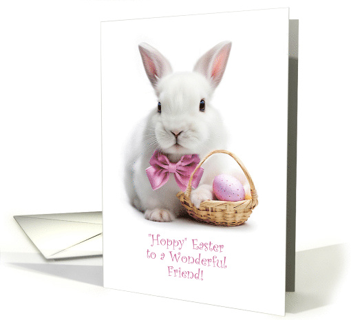 Friend Happy Easter Cute Bunny with Little Basket Eggs Custom card