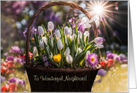 Neighbor or Neighbour Happy Easter Basket of Tulips Custom Cover card