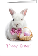 Happy Easter Cute Easter Bunny and Basket Easter Egg Custom card