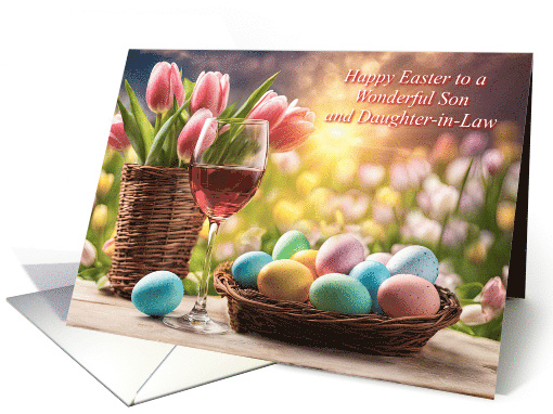 Son and Wife Daughter in Law Happy Easter with Wine and... (1911574)