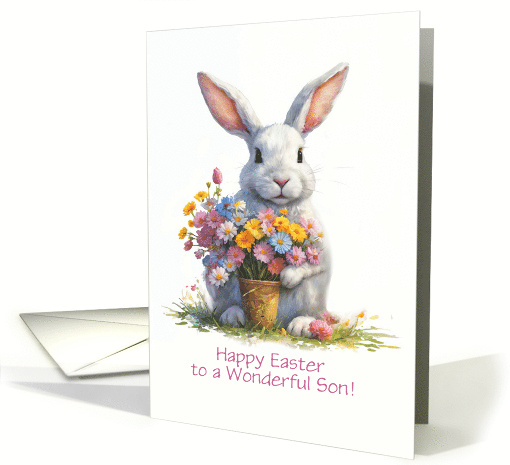 Son Happy Easter Cute Bunny Rabbit and Easter Flowers... (1911578)
