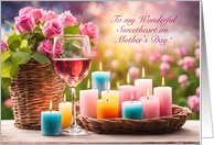 Sweetheart Happy Mothers Day Cheers with Wine and Candles Custom card