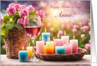 Mothers Day Custom Name Any Name With Wine and Candles Roses card
