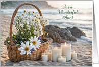 Aunt or Auntie Happy Mothers Day Basket of Flowers on Beach Custom card