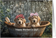 Happy Mothers Day Cute Golden Retriever Puppy Dogs Custom Cover card
