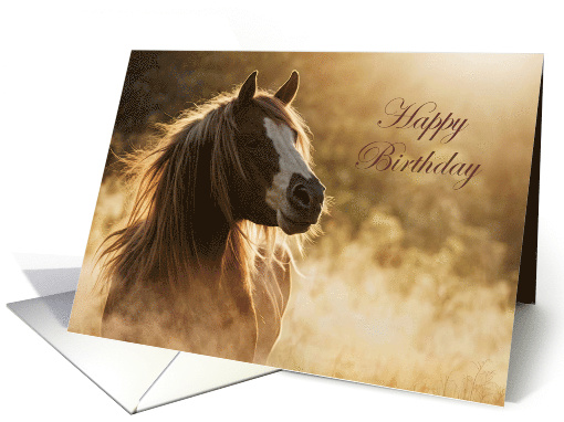 Horse in the Wild Dust and Pasture Happy Birthday Spirited Custom card