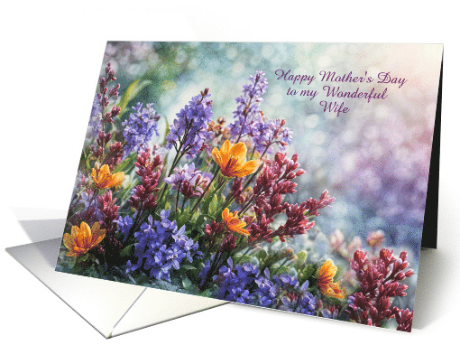 Wife Happy Mothers Day with Pretty Flower Garden Custom Text card