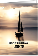 Happy Birthday Sailboat Sailing Sunset Custom Name Any Name card