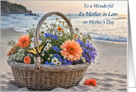 Ex Mother in Law or Former Happy Mothers Day Beach Flowers Custom card