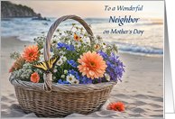 Neighbor Happy Mothers Day with Basket of Flowers Beach Custom card