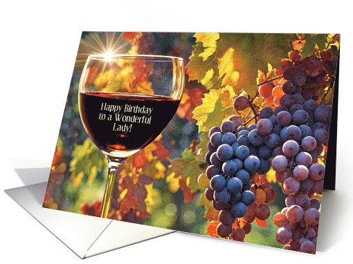 Happy Birthday for Her Pretty Wine Themed Classy Vintage... (1915718)