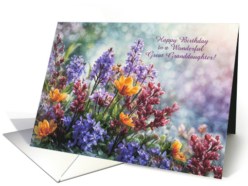 Great Granddaughter Happy Birthday with Pretty Flower Custom Text card