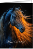 Happy Birthday with Beautiful Spirited Horse and Flowing Mane Custom card