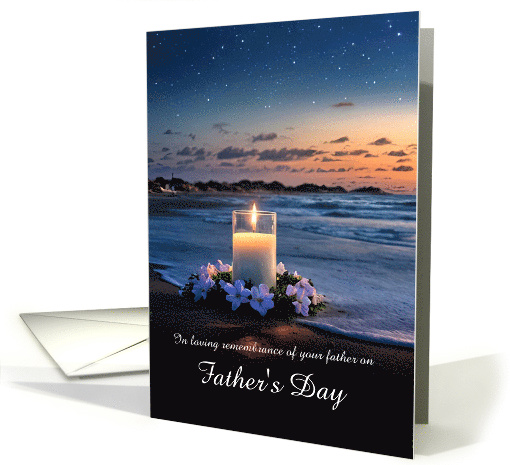 Fathers Day in Remembrance of Dad Father Candle Beach Custom card