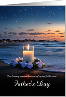 Fathers Day in Remembrance of Dad Father Candle Beach Custom card