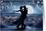 Husband Happy Birthday with Romantic Couple Dancing with Moon card