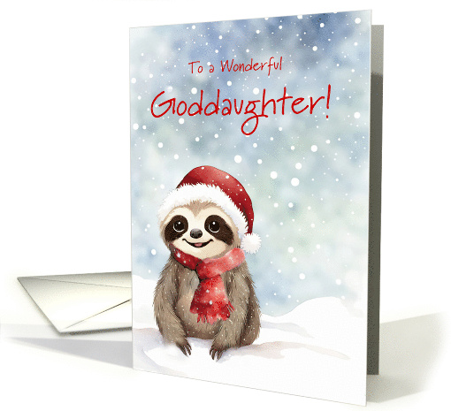 Goddaughter Happy Holidays Cute Sloth with Santa Hat... (1924374)