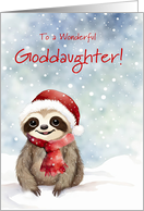 Goddaughter Happy Holidays Cute Sloth with Santa Hat Custom Cover Text card