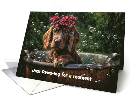 Irish Setter Dog Pup Cute Thinking of You in a Tub with... (1924564)