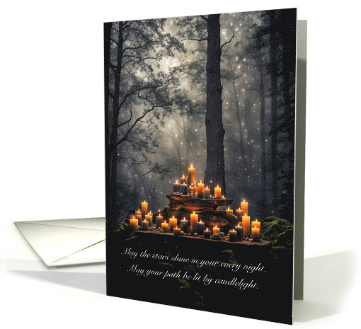 Happy Birthday Mystical Candles in the Forest Custom Cover Text card