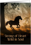 Birthday with Galloping Wild Horse Timeless Spirit Custom Cover Text card