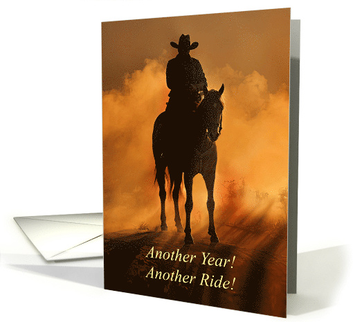 Birthday with Country Western Cowboy and Horse For Him Masculine card