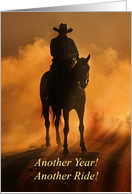 Birthday with Country Western Cowboy and Horse For Him Masculine card
