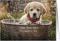 Thinking of You Cute Labrador or Lab Retriever Puppy in Tub Custom card