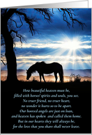 Horse Sympathy Loss Spiritual Poem with Silhouette Equine Pretty Sky card