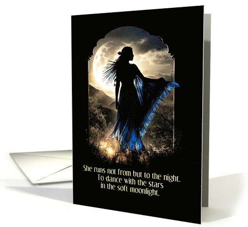 Birthday Spiritual Metaphysical Moon with Bohemian Woman Custom card