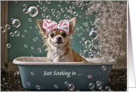 Thank You Cute Chihuahua Puppy in a Bubble Bath Custom Text card