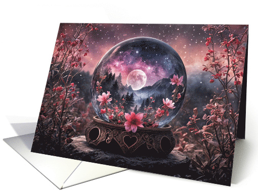Mystical Magical Crystal Ball or Globe Moon Stars Flowers... (1930730)