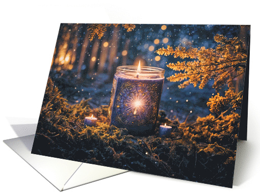 Autumn Equinox Mabon with Mystical Candle in Nature Fall Colors card