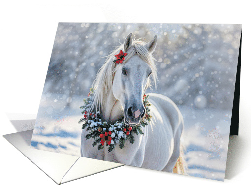 Christmas Happy Holidays with Beautiful White Horse in... (1933490)