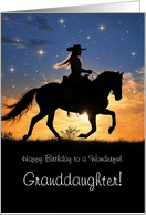 Granddaughter Happy Birthday Country Trail Riding Cowgirl Horse Custom card
