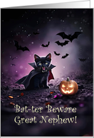 Grandnephew or Great Nephew Happy Halloween Vampire Cat Custom card