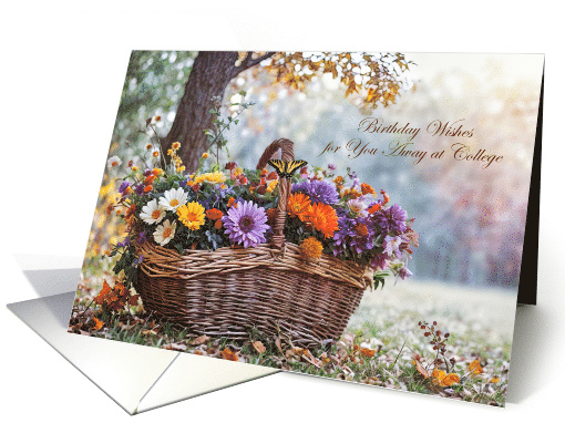Birthday Away at College Pretty Basket of Flowers Custom... (1937850)