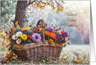Belated Birthday with Pretty Basket of Flowers Country Custom card