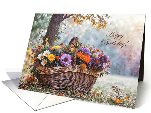 Happy Birthday Pretty Customizable Text with Basket of... (1937870)