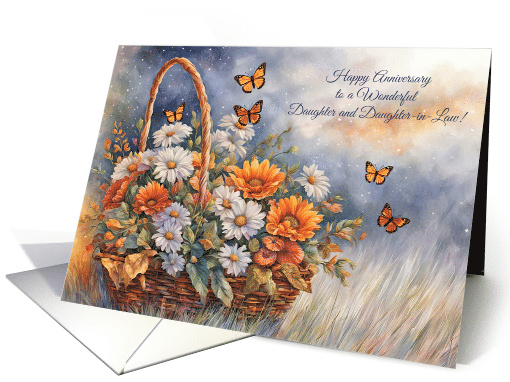 Daughter Wife Daughter in Law Happy Wedding Anniversary Floral card