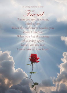 Friend Loss Sympathy Condolences Card Single Red Rose Custom