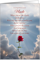 Uncle Sympathy Condolence with Poem Clouds Sky Red Rose Custom card