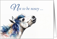 Pony Horse Cute Thinking of You Minimalist Watercolor Inspired Humor card