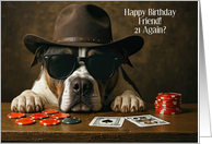 Friend Funny Pitbull Happy Birthday Poker Faced Dog Humorous Custom card