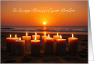 Brother Anniversary of Death Passing Memorial Candles Beach Custom card